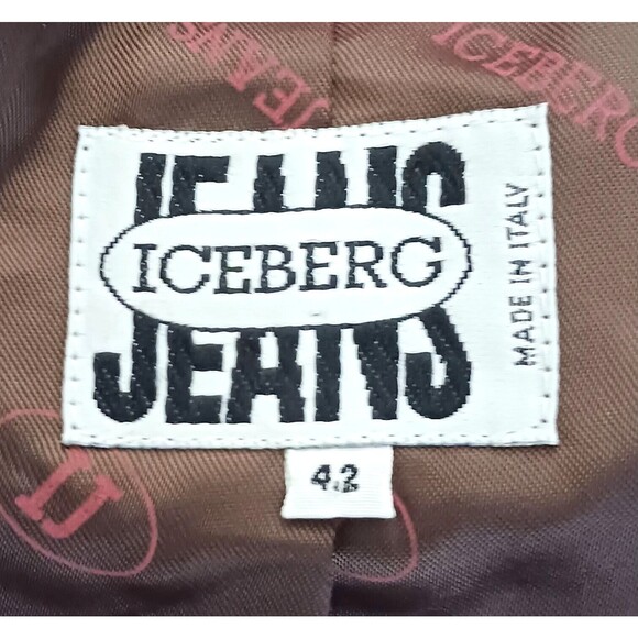 VTG Iceberg Red Wool Equestrian Blazer Brown Ultra Suede Trim  Italy 42/US 4-6 - Picture 6 of 7